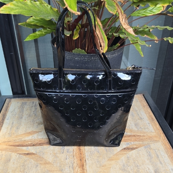 kate spade New York Jeralyn Camellia Street Polka Dot Patent  Small Tote - Picture 5 of 16